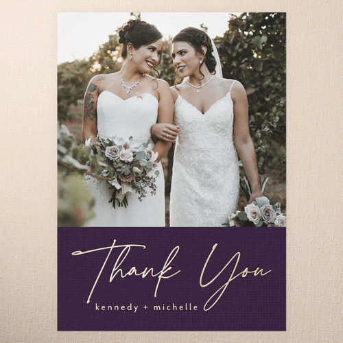 Regal We Do Wedding Thank You, Purple, Gold Foil, 5x7, Matte, Personalized Foil Cardstock, Square, Eggplant