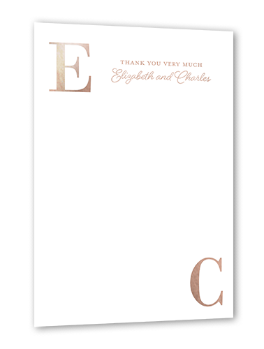 Vibrant Vows Thank You Card, White, Rose Gold Foil, 5x7, Matte, Personalized Foil Cardstock, Square