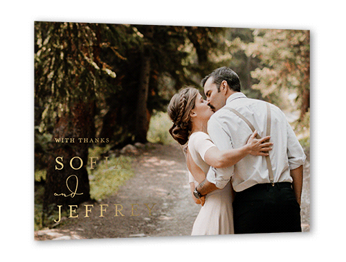 Dazzling Duet Thank You Card, Gold Foil, White, 5x7, Matte, Personalized Foil Cardstock, Square