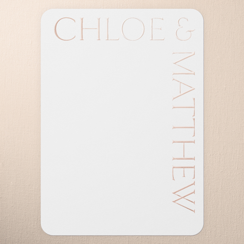 Gleaming Headline Wedding Thank You Card, White, Rose Gold Foil, 5x7, Matte, Personalized Foil Cardstock, Rounded, White