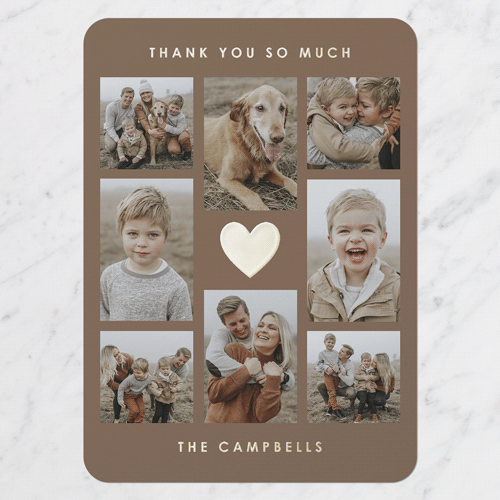 Glorious Heart Thank You Digital Foil Card, Gold Foil, Brown, 5x7, Matte, Personalized Foil Cardstock, Rounded, Clove
