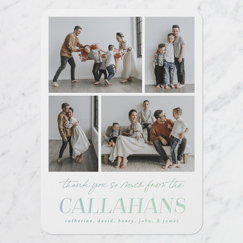 Gleeful Shimmer Thank You Digital Foil Card, White, Iridescent Foil, 5x7, Matte, Personalized Foil Cardstock, Rounded, White