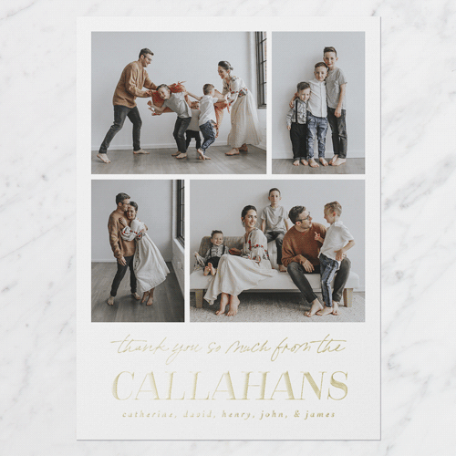 Gleeful Shimmer Thank You Digital Foil Card, Gold Foil, White, 5x7, Matte, Personalized Foil Cardstock, Square, White