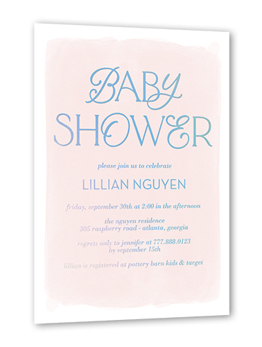 Baby Flourish Baby Shower Invitation, Iridescent Foil, Pink, 5x7, Matte, Personalized Foil Cardstock, Square, Taffy