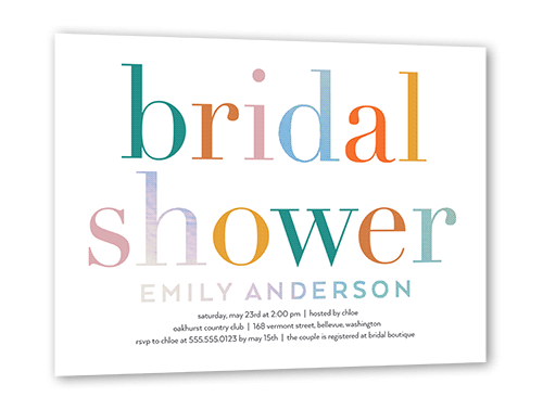 Colorful And Fun Bridal Shower Invitation, Iridescent Foil, White, 5x7, Matte, Personalized Foil Cardstock, Square, White