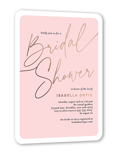 Written on Rose Bridal Shower Invitation, Rounded Corners