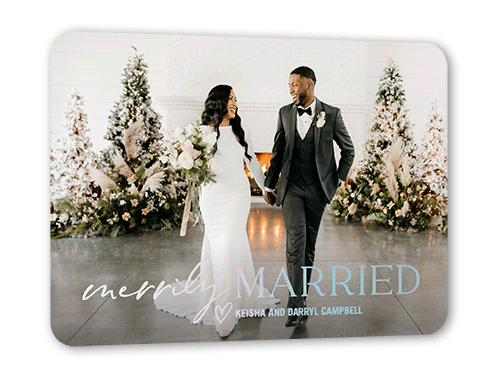 Merrily Wedded Holiday Card, Black, Iridescent Foil, 5x7, Holiday, Matte, Personalized Foil Cardstock, Rounded