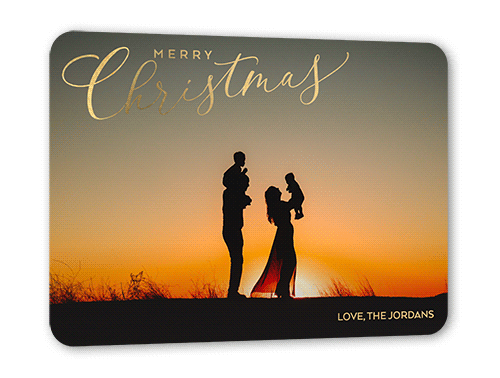 Illuminating Overlay Holiday Card, Gold Foil, White, 5x7, Christmas, Matte, Personalized Foil Cardstock, Rounded