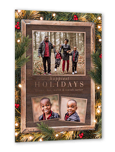 Gleaming Portrait Holiday Card, Brown, Rose Gold Foil, 5x7, Holiday, Matte, Personalized Foil Cardstock, Square