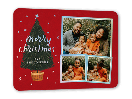 Polished Tree Holiday Card, Red, Iridescent Foil, 5x7, Christmas, Matte, Personalized Foil Cardstock, Rounded