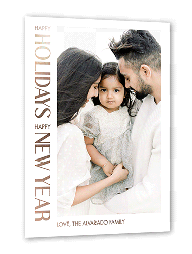 Edgy Messages Holiday Card, White, Rose Gold Foil, 5x7, Holiday, Matte, Personalized Foil Cardstock, Square