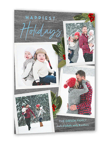 Rustic Sprigs Holiday Card, Grey, Iridescent Foil, 5x7, Holiday, Matte, Personalized Foil Cardstock, Square