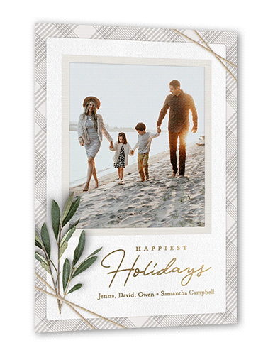 Twined Stems Holiday Card, Gray, Gold Foil, 5x7, Holiday, Matte, Personalized Foil Cardstock, Square, Gray