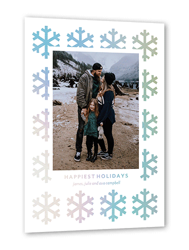 Flashy Snowflakes Holiday Card, White, Iridescent Foil, 5x7, Holiday, Matte, Personalized Foil Cardstock, Square