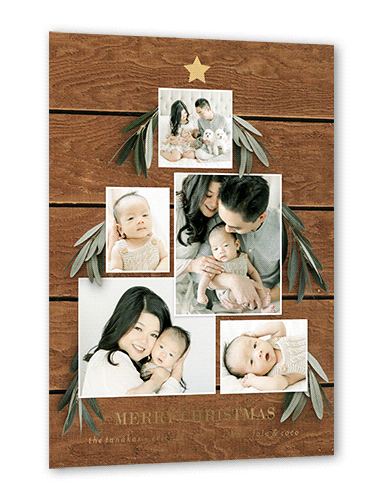 Personable Tree Holiday Card, Brown, Gold Foil, 5x7, Christmas, Matte, Personalized Foil Cardstock, Square