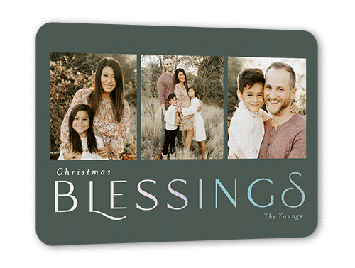 Simple Flair Holiday Card, Green, Iridescent Foil, 5x7, Religious, Matte, Personalized Foil Cardstock, Rounded