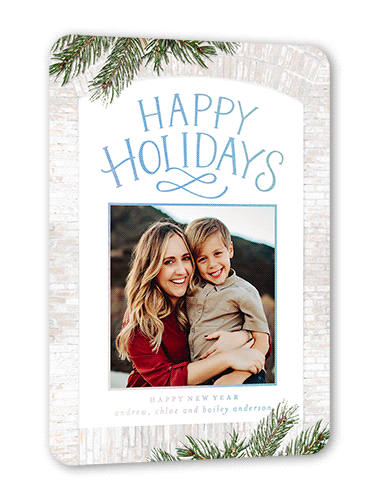 Bountiful Bricks Holiday Card, Iridescent Foil, White, 5x7, Holiday, Matte, Personalized Foil Cardstock, Rounded