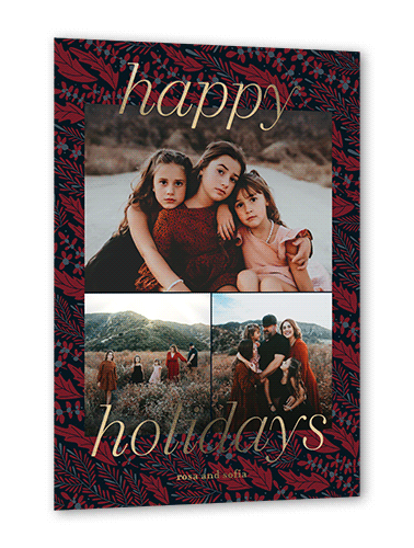 Twilight Holly Holiday Card, Red, Gold Foil, 5x7, Holiday, Matte, Personalized Foil Cardstock, Square, White