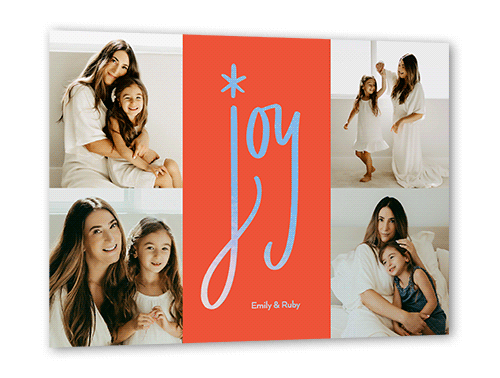 Cute Joy Holiday Card, Orange, Iridescent Foil, 5x7, Holiday, Matte, Personalized Foil Cardstock, Square