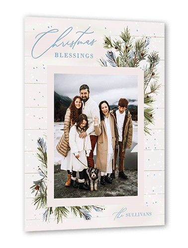 Foil Snow Frame Holiday Card, Iridescent Foil, White, 5x7, Religious, Matte, Personalized Foil Cardstock, Square