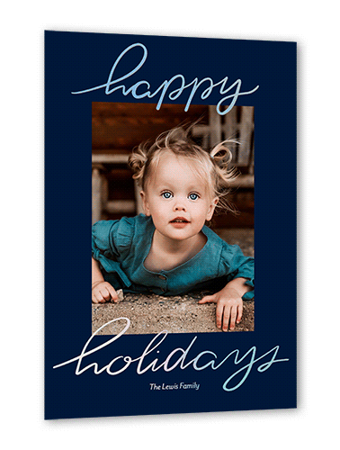 Foil Greetings Holiday Card, Blue, Iridescent Foil, 5x7, Holiday, Matte, Personalized Foil Cardstock, Square