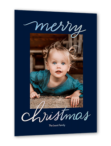 Foil Greetings Holiday Card, Iridescent Foil, Blue, 5x7, Christmas, Matte, Personalized Foil Cardstock, Square, Navy