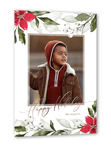 Fancy Garland Holiday Card, White, Rose Gold Foil, 5x7, Holiday, Matte, Personalized Foil Cardstock, Square