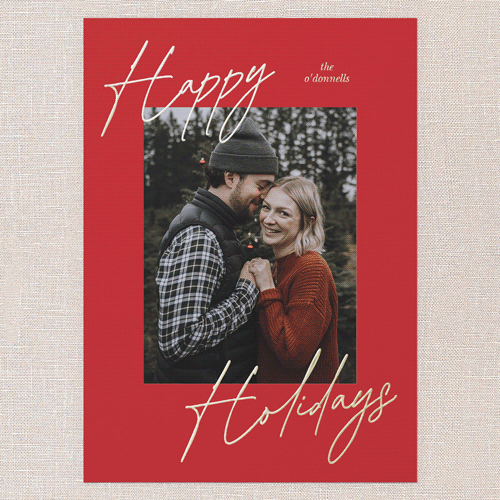 Diagonal Greeting Holiday Card, Blue, Gold Foil, 5x7, Holiday, Matte, Personalized Foil Cardstock, Square, Sky