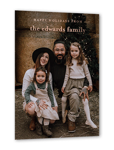 Unique Family Holiday Card, Rose Gold Foil, White, 5x7, Holiday, Matte, Personalized Foil Cardstock, Square, White