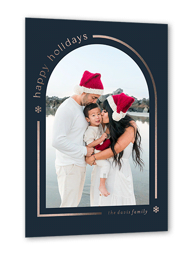 Modern Holiday Card Arch Holiday Card, Black, Rose Gold Foil, 5x7, Holiday, Matte, Personalized Foil Cardstock, Square