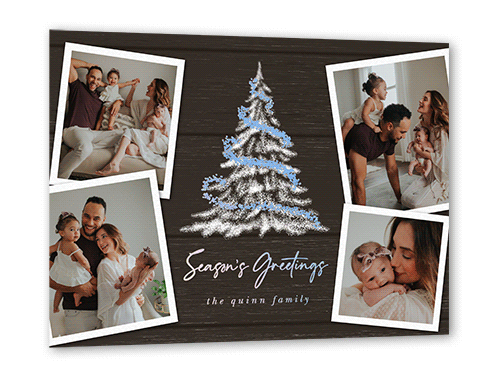 Glowing Garland Holiday Card, Grey, Iridescent Foil, 5x7, Holiday, Matte, Personalized Foil Cardstock, Square