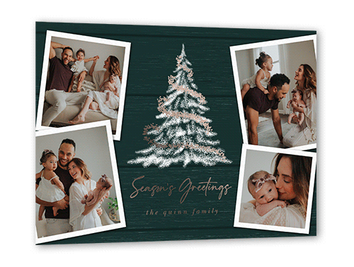 Glowing Garland Holiday Card, Blue, Rose Gold Foil, 5x7, Holiday, Matte, Personalized Foil Cardstock, Square