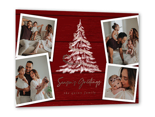 Glowing Garland Holiday Card, Red, Rose Gold Foil, 5x7, Holiday, Matte, Personalized Foil Cardstock, Square, Rich Red
