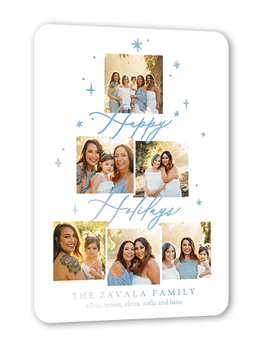 Daylight Stars Holiday Card, Iridescent Foil, White, 5x7, Holiday, Matte, Personalized Foil Cardstock, Rounded, White