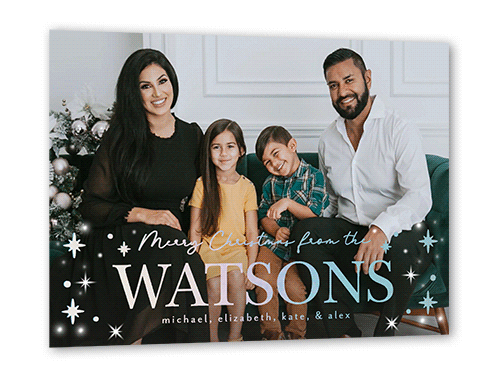 Starry Foil Footer Holiday Card, White, Iridescent Foil, 5x7, Christmas, Matte, Personalized Foil Cardstock, Square