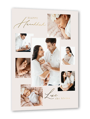 Minimal Frame Layout Holiday Card, Gold Foil, Grey, 5x7, Hanukkah, Matte, Personalized Foil Cardstock, Square, Whisper Gray