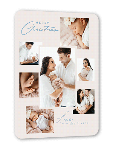 Minimal Frame Layout Holiday Card, Grey, Iridescent Foil, 5x7, Christmas, Matte, Personalized Foil Cardstock, Rounded