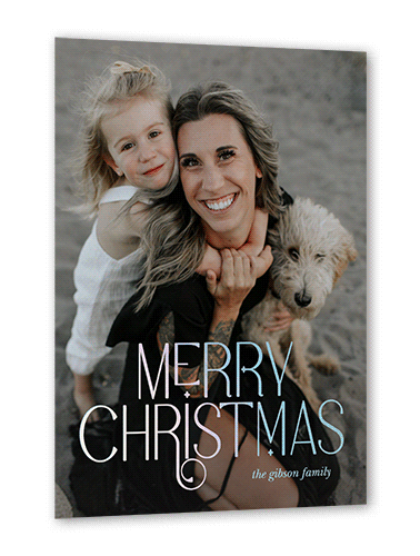 Foil Holiday Card Wishes Holiday Card, White, Iridescent Foil, 5x7, Christmas, Matte, Personalized Foil Cardstock, Square