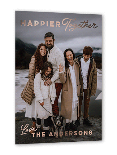 Together In Foil Holiday Card, Rose Gold Foil, Green, 5x7, Holiday, Matte, Personalized Foil Cardstock, Square, Spruce