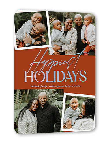 Overlapped Photos Holiday Card, Brown, Iridescent Foil, 5x7, Holiday, Matte, Personalized Foil Cardstock, Rounded