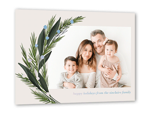 Fresh Pine Holiday Card, Grey, Iridescent Foil, 5x7, Holiday, Matte, Personalized Foil Cardstock, Square