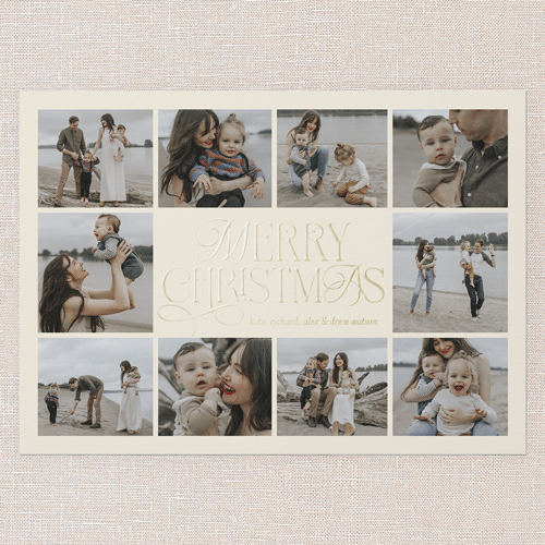 Charming Chai Script Holiday Digital Foil Card, Beige, Gold Foil, 5x7, Christmas, Matte, Personalized Foil Cardstock, Square, Antique White