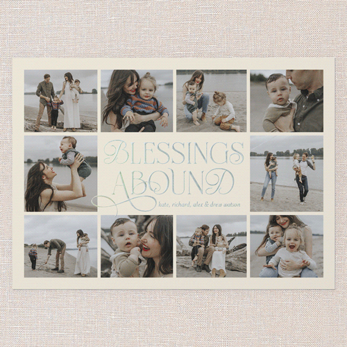 Charming Chai Script Holiday Digital Foil Card, Beige, Iridescent Foil, 5x7, Religious, Matte, Personalized Foil Cardstock, Square, Antique White