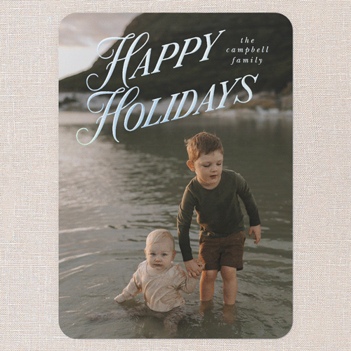 Magnificent Shine Holiday Digital Foil Card, Iridescent Foil, White, 5x7, Holiday, Matte, Personalized Foil Cardstock, Rounded, White