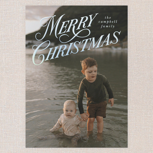 Magnificent Shine Holiday Digital Foil Card, White, Iridescent Foil, 5x7, Christmas, Matte, Personalized Foil Cardstock, Square, White