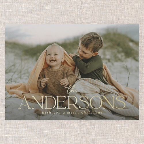 Stunning Signature Holiday Digital Foil Card, White, Gold Foil, 5x7, Christmas, Matte, Personalized Foil Cardstock, Square, White