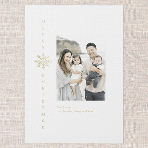 Snowflake Splendor Holiday Digital Foil Card, White, Gold Foil, 5x7, Christmas, Matte, Personalized Foil Cardstock, Square