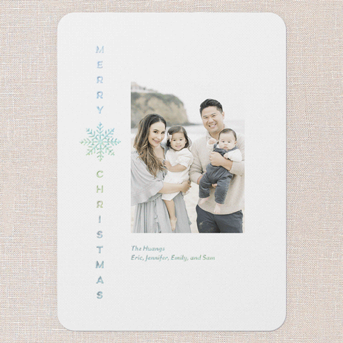 Snowflake Splendor Holiday Digital Foil Card, Iridescent Foil, White, 5x7, Christmas, Matte, Personalized Foil Cardstock, Rounded