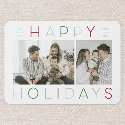 Colorful Vibes Holiday Card, Iridescent Foil, White, 5x7, Holiday, Matte, Personalized Foil Cardstock, Rounded, White