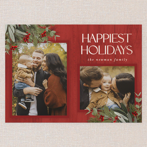 Classic Nordic Wishes Holiday Card, Rose Gold Foil, Red, 5x7, Holiday, Matte, Personalized Foil Cardstock, Square, Red